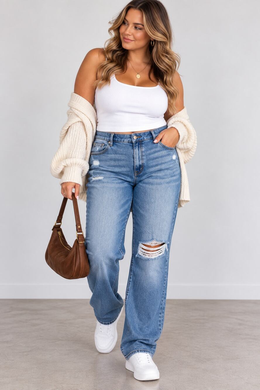 Judy Blue Dad Jeans Womens 9/29 High Rise Straight Leg Distressed Blue Denim